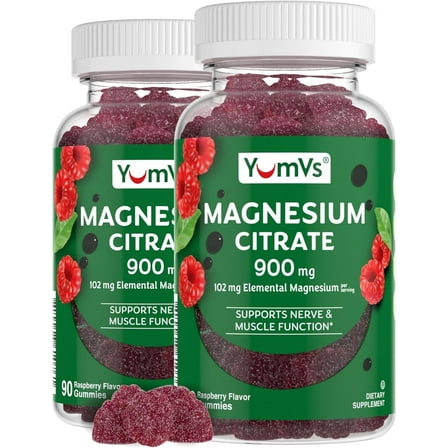 YUM-V's Magnesium Citrate Gummies Vegetarian Magnesium Supplement, 2-Pack at 90 Pcs./Pack