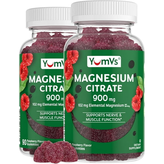 YUM-V's Magnesium Citrate Gummies Vegetarian Magnesium Supplement, 2-Pack at 90 Pcs./Pack