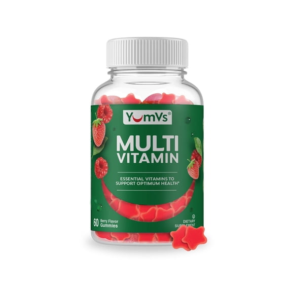 YUM-V’s Multivitamins with 3.2mg Iron Gummies, Calcium-Free Gummy Vitamins, Grape Flavor, 60 Count