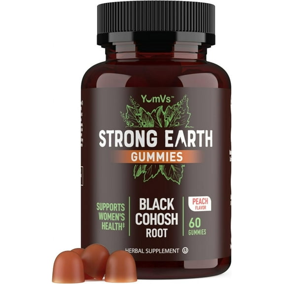 YUM-V’s Strong Earth 50 mg Black Cohosh Root Menopause Relief Hormone Balance for Women, 60 Count