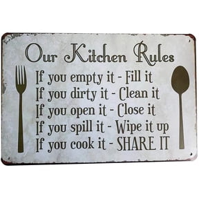 YUMBOR Kitchen Rules Metal Plaque