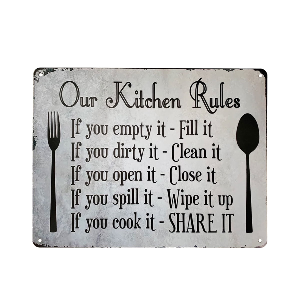 Rustic Kitchen Rules Sign YUMBOR Kitchen Rules Rustic Metal Wall Sign 13” x 10” Plaque & Sign ...