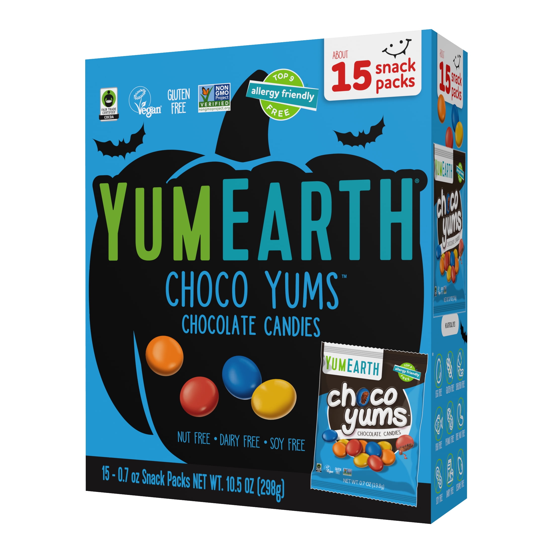 YumEarth Halloween Choco Yums - Dairy-Free Snackpacks, 15 Count
