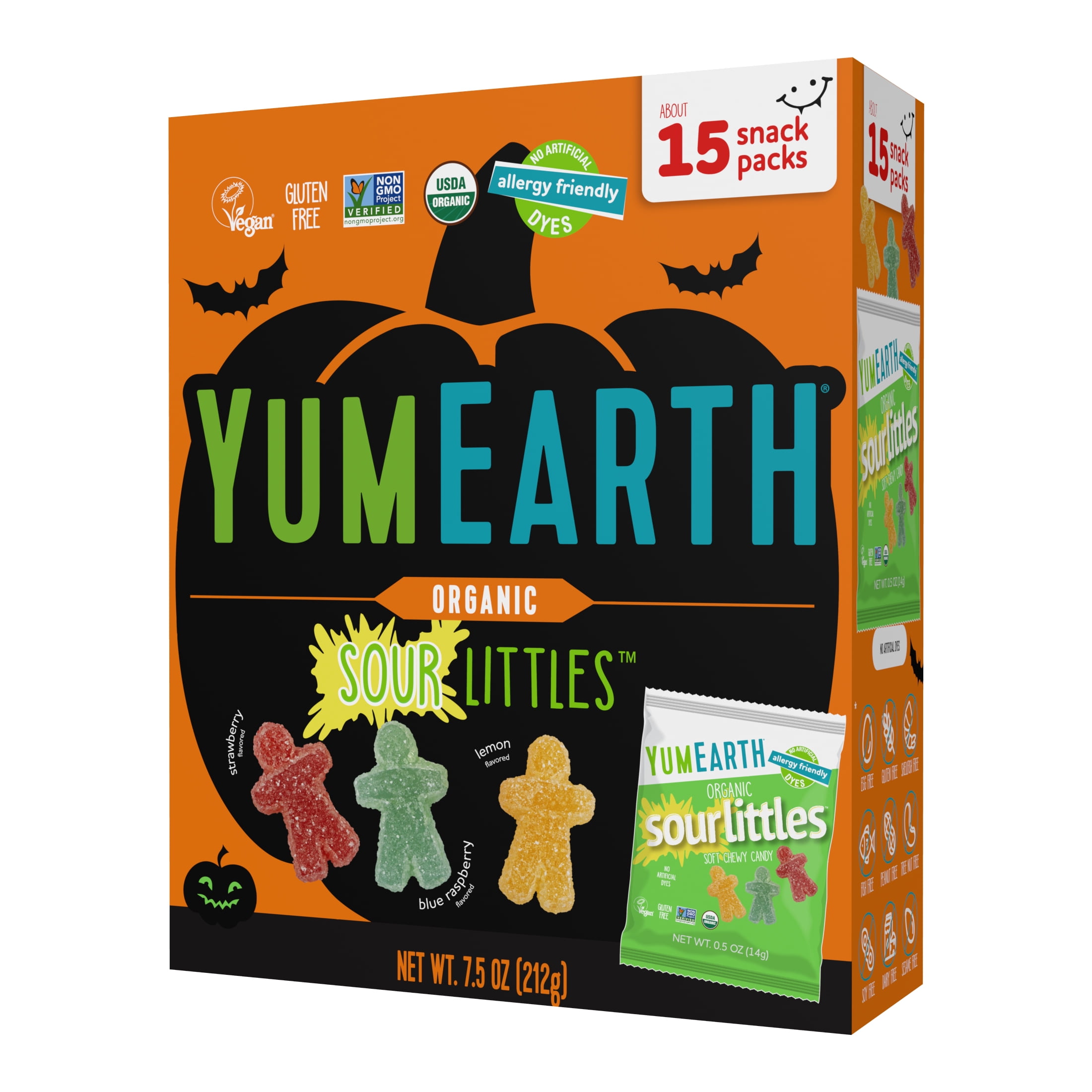 YumEarth Halloween Sour Littles, 15 Count Snack Packs