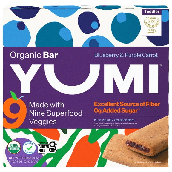 YUMI Organic Blueberry & Purple Carrot Toddler Snack Bars - 3.7oz/5ct