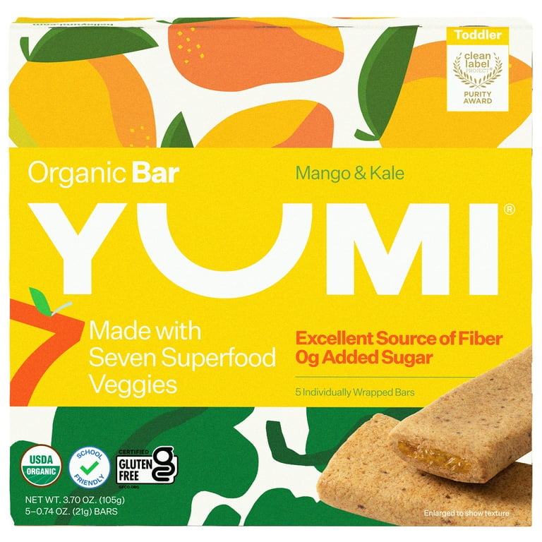 YUMI Organic Mango & Kale Toddle Snack Bars - 3.7oz/5ct - Walmart.com
