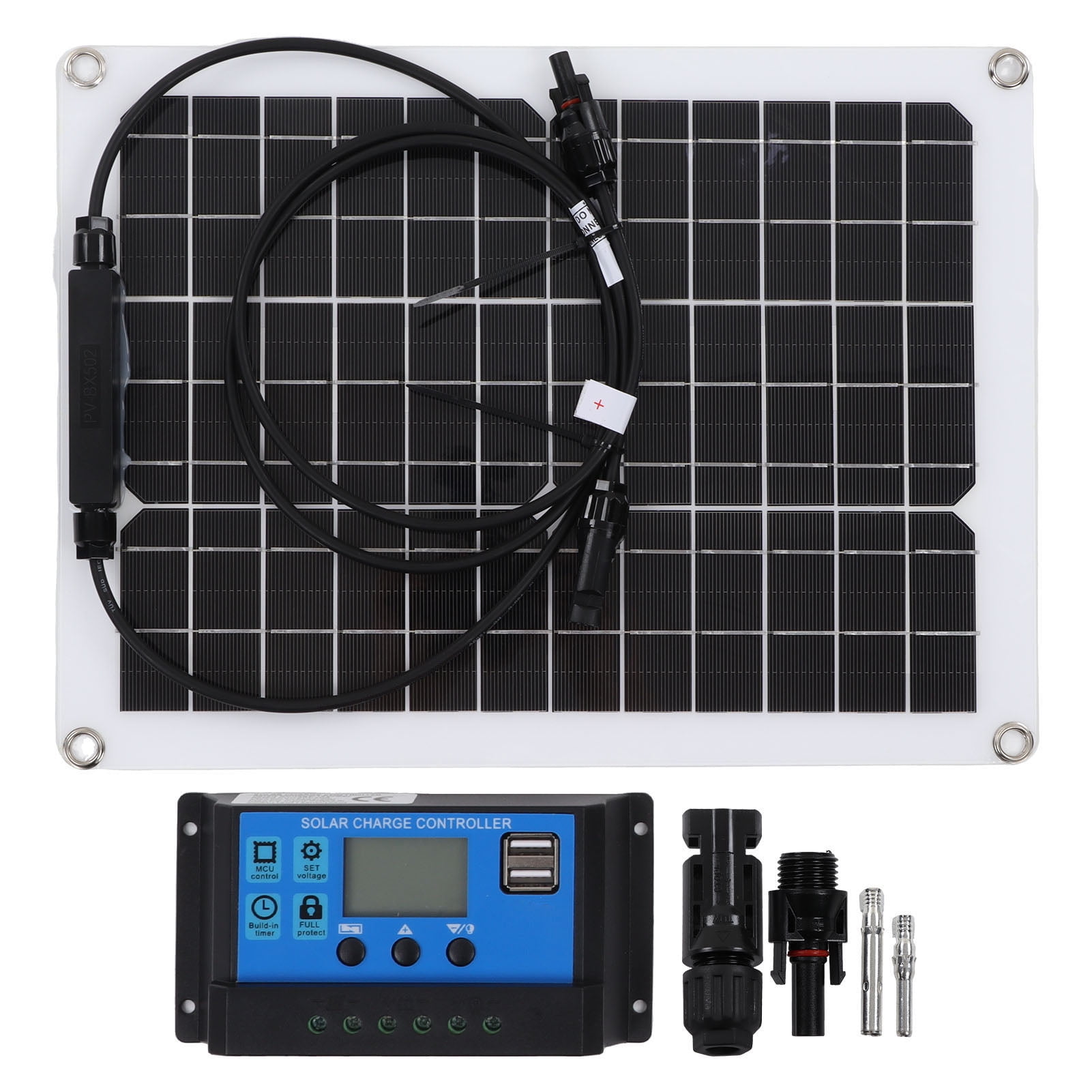 YUMILI Flexible 15W Solar Panel, Portable with 50A Controller, Monocrystalline Pet Photovoltaic Power Generation Panel for Motorhomes, Fishing Boats, Tents