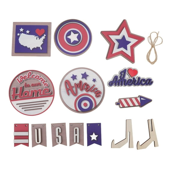 YUMILI Independence Day Wooden Decoration - Beautifully Designed Vibrant Colour Sturdy Patriotic Tray Decoration 4th of July Tray Wooden Ornament(8)