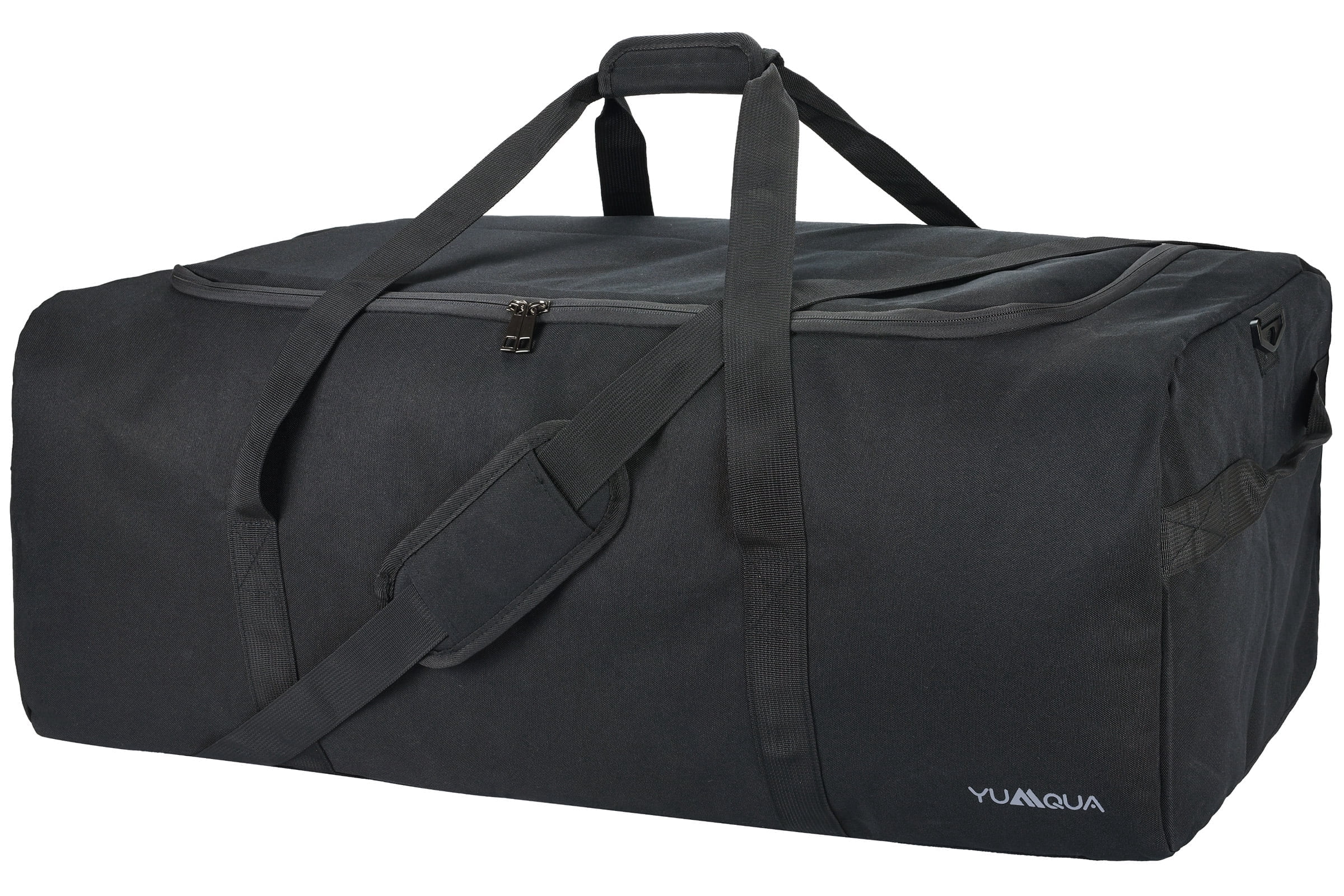 YUMQUA 100L Travel Duffle Bag with Shoulder Strap, Large Camping Gear Storage Weekender Bag Overnight, Gym Bag for Men Women Water & Tear Resistant (Black)