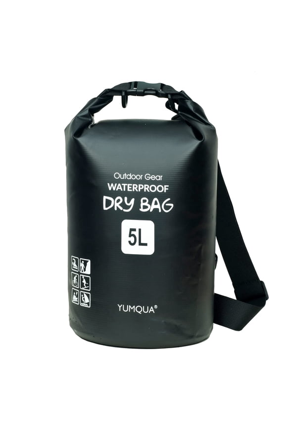 Waterproof Dry Bag 5L, Roll Top Floating Waterproof Storage Bags for Kayaking, Boating, Swimming, Hiking, Camping and Fishing, Black