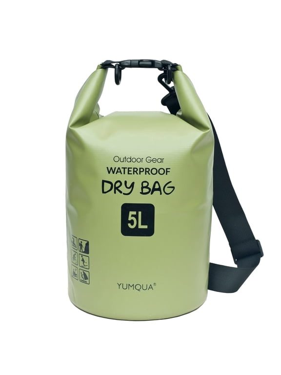 Waterproof Dry Bag 5L, Roll Top Floating Waterproof Storage Bags for Kayaking, Boating, Swimming, Camping and Fishing, Army Green