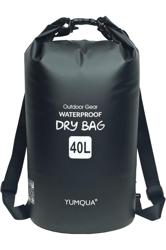 Waterproof Dry Bag Backpack 40L, Roll Top Floating Waterproof Storage Bags for Kayaking, Boating, Swimming, Hiking, Camping and Fishing, Black