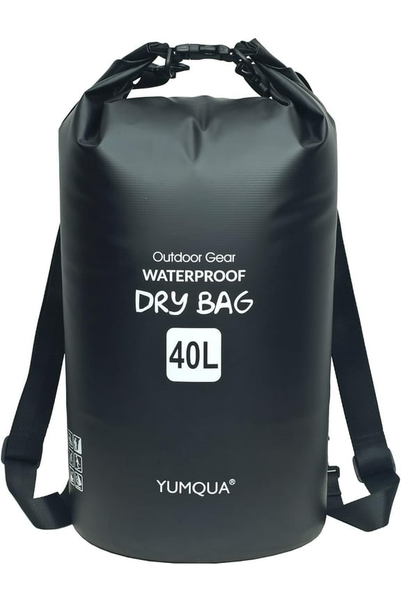 Waterproof Dry Bag Backpack 40L, Roll Top Floating Waterproof Storage Bags for Kayaking, Boating, Swimming, Hiking, Camping and Fishing, Black