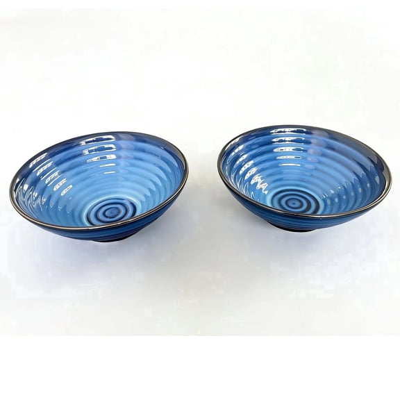 YUN TAO Ceramic Ramen Bowls Set of 2, 40 oz Large Japanese Style Serving Bowls for Salad,Udon, Soba, Pho,Pasta, Asian Soup Noodles(Blue)