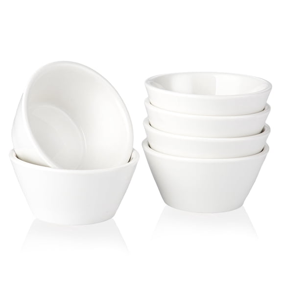 YUN TAO Porcelain Small Bowls, 8 Ounce Dessert Bowls, Ramekins Oven Safe, Ice Cream Bowls, Bouillon Cups, Set of 6