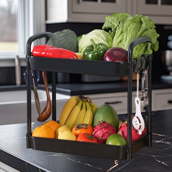 YUNAFFT 2 Tier Rolling Utility Cart Multi-Functional Storage Trolley Plastic Mobile Storage Shelving Organizer for Bedroom Kitchen Office