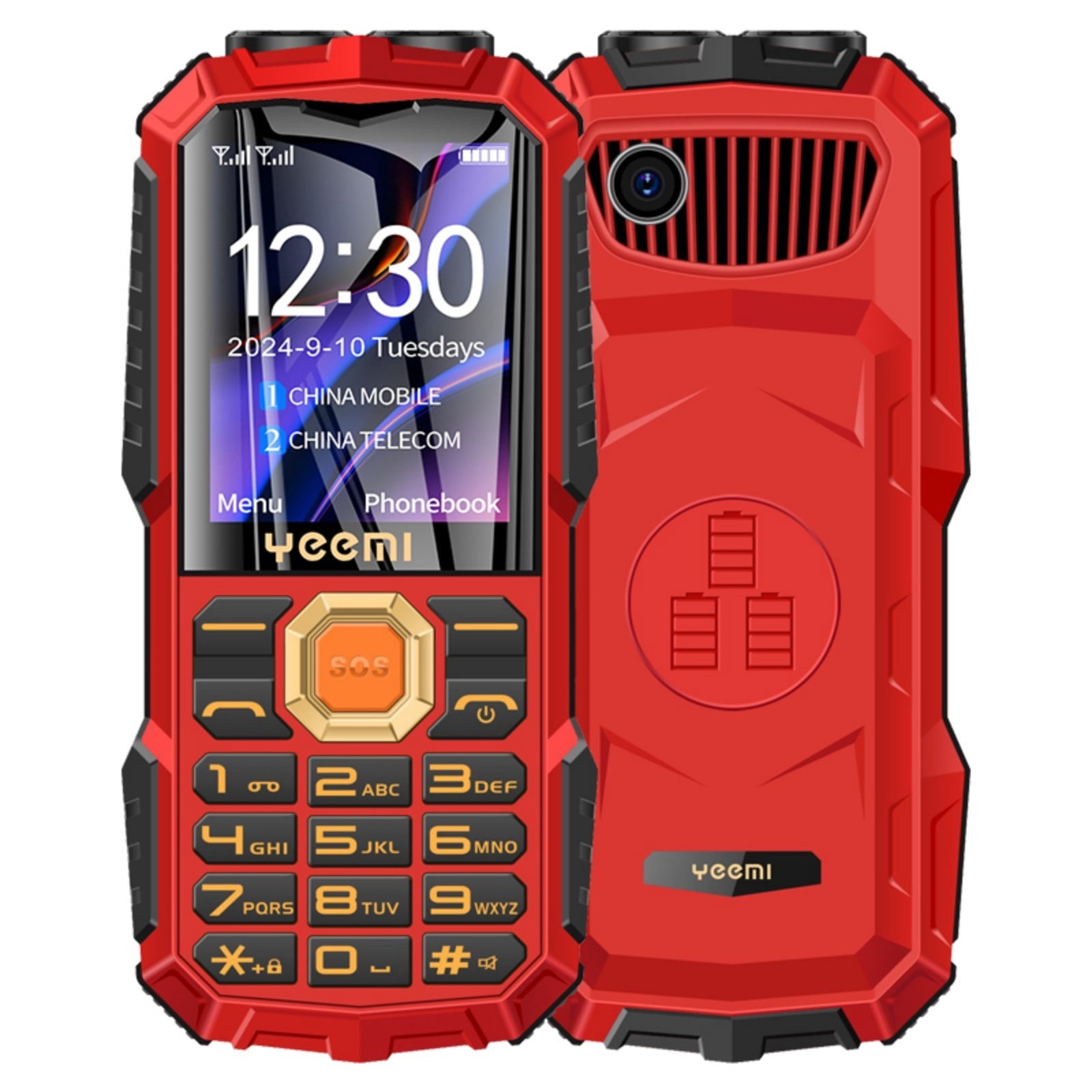 YUNAFFT 2G Rugged Phone, Unlocked Cell Phone, Elderly Mobile Phone with 2.6in Screen, Dual LED Flashlight, Big Speaker, SOS, Radio, Bluetooth