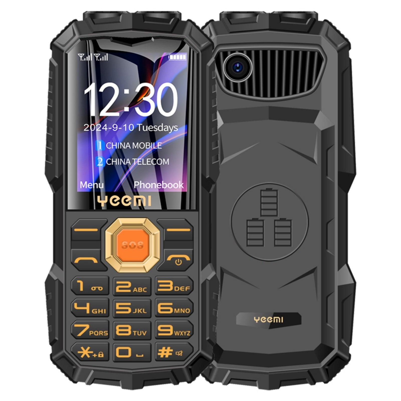 YUNAFFT 2G Rugged Phone, Unlocked Cell Phone, Elderly Mobile Phone with 2.6in Screen, Dual LED Flashlight, Big Speaker, SOS, Radio, Bluetooth