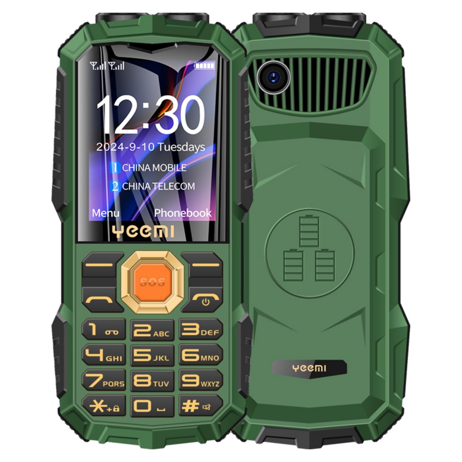 YUNAFFT 2G Rugged Phone, Unlocked Cell Phone, Elderly Mobile Phone with 2.6in Screen, Dual LED Flashlight, Big Speaker, SOS, Radio, Bluetooth