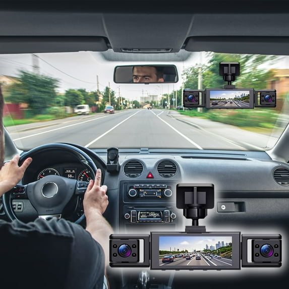 YUNAFFT 3.16 - Inch LCD Display Car DVR With HD 360 - Degree Panoramic View 4 - Channel Recording 4 Cameras Simultaneous Display High - Definition Screen