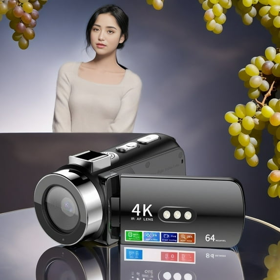 YUNAFFT 4K UHD Digital Camera With WiFi 64MP Handheld DV Camcorder Rotating Screen 28X HD Zooming Intelligent Antishake Support Colorful Night Vision Without Light