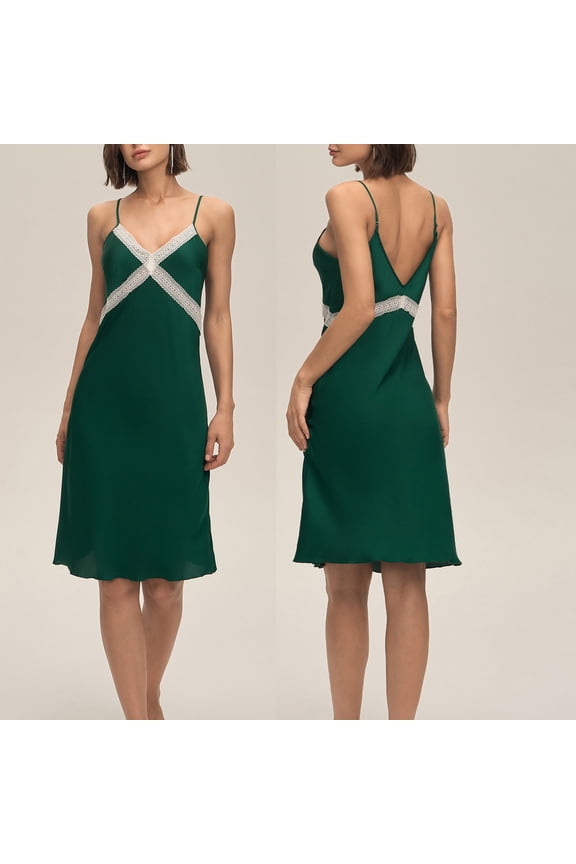 Adjustable Lace Trim Nightgown for Women Comfortable Home Wear Sleep Dress