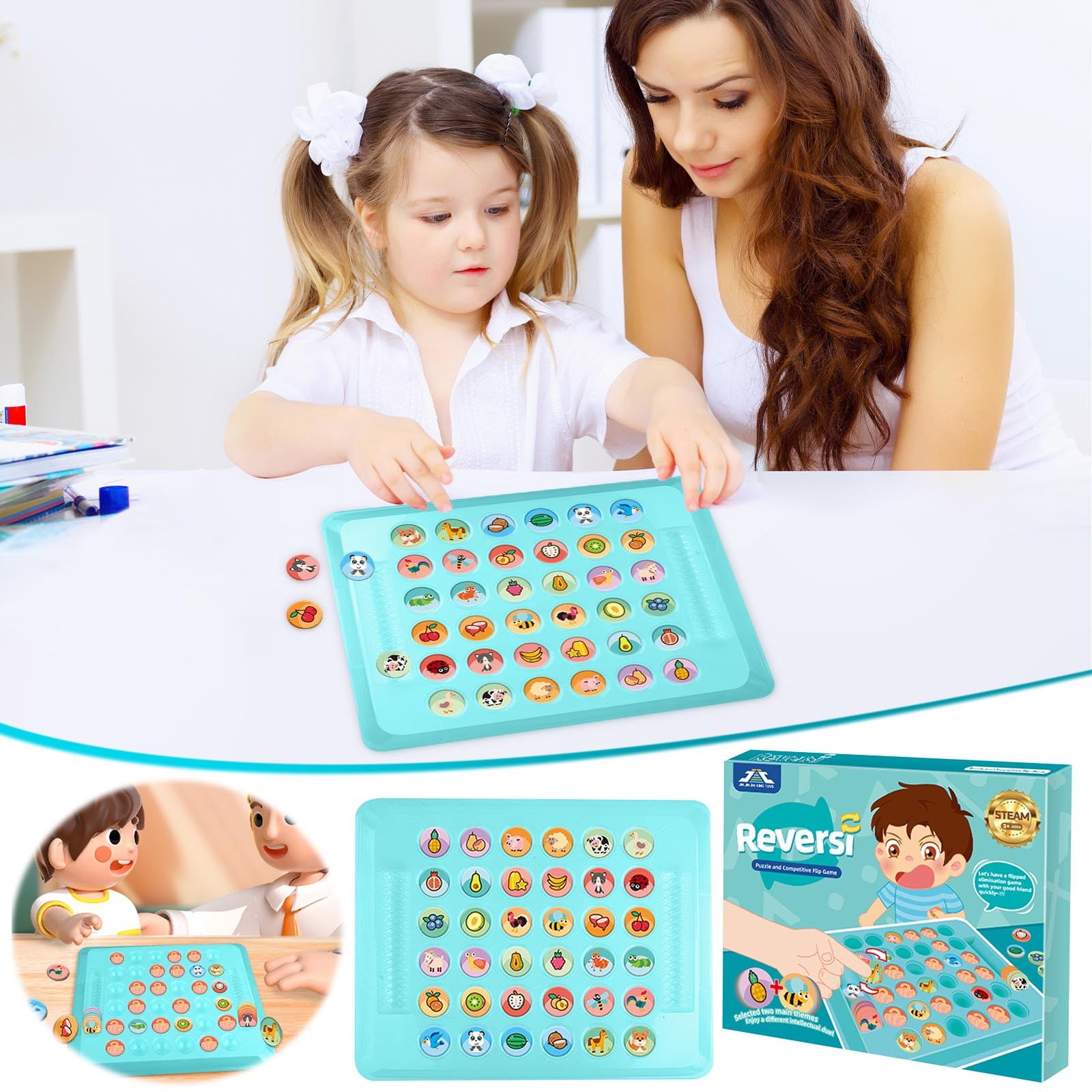 YUNAFFT Animal Matching Game,Puzzle Reverse Chess,Interactive Cartoon ...