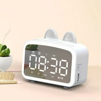 YUNAFFT Bluetooth Alarm Clock with Radio FM, Digital Clocks with Bluetooth Speaker, LED Display, Bedside Alarm Clock, USB Port, Night Light, TF Card Music Player, Gift