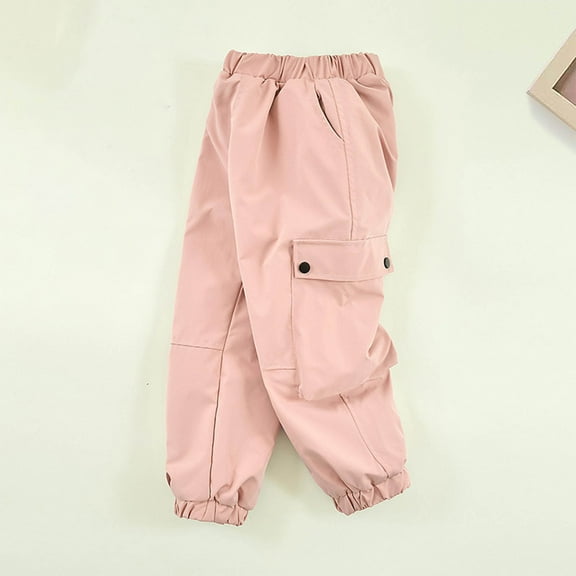 YUNAFFT Boys & Girls Cargo Pants Solid Adjustable Cuffs Elastic Waist Utility Casual Style