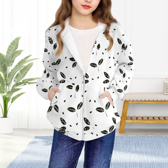 YUNAFFT Boys & Girls Printed Hooded Sweatshirt Casual Sporty Long Sleeve Zip Jacket Urban Street Style