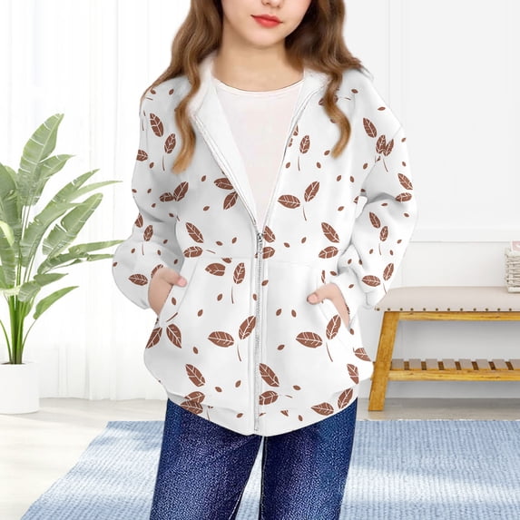 YUNAFFT Boys & Girls Printed Hooded Sweatshirt Casual Sporty Long Sleeve Zip Jacket Urban Street Style