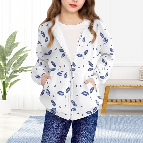 YUNAFFT Boys & Girls Printed Hooded Sweatshirt Casual Sporty Long Sleeve Zip Jacket Urban Street Style