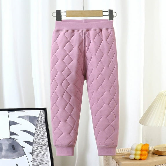 YUNAFFT Boys Girls Thermal Pants Quilted Pattern Elastic Waist Ribbed Cuffs Winter Casual Base Layer