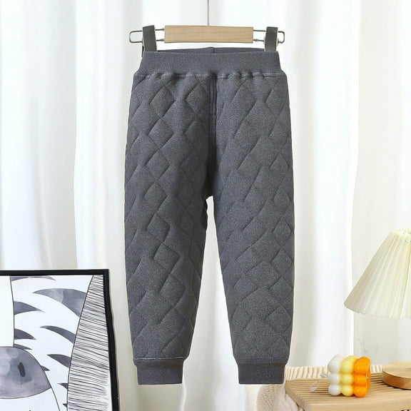 YUNAFFT Boys Girls Thermal Pants Quilted Pattern Elastic Waist Ribbed Cuffs Winter Casual Base Layer