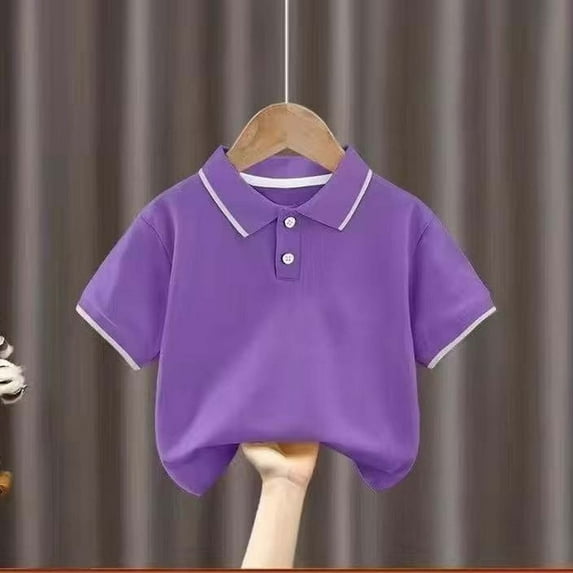 YUNAFFT Boys Shirt Summer Casual Solid Color Short Sleeve Cotton Turn-Down Collar Shirt 2-12Y