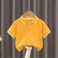 thumbnail image 1 of YUNAFFT Boys Shirt Summer Casual Solid Color Short Sleeve Cotton Turn-Down Collar Shirt 2-12Y, 1 of 3