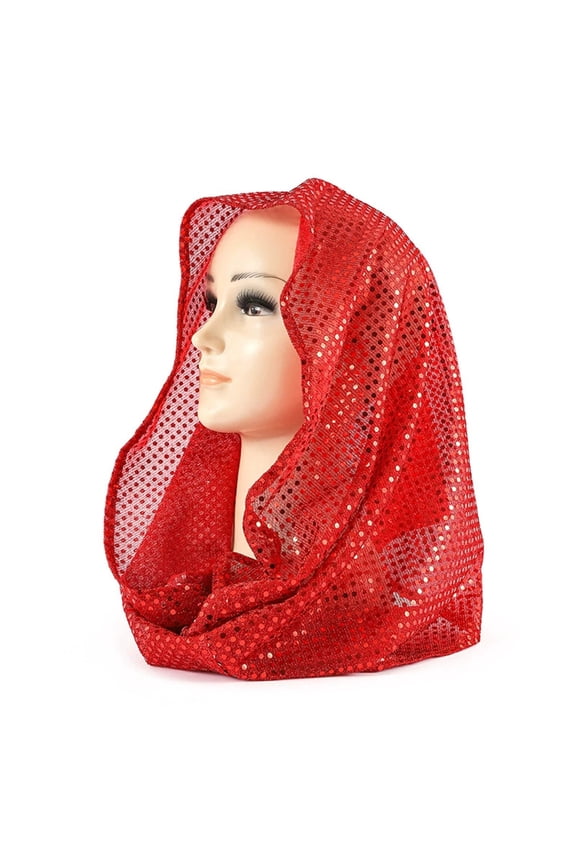 Breathable Sequin Embellished Headscarf Hood for Women - Lightweight Solid Color Scarf Wrap with Charming Shimmer