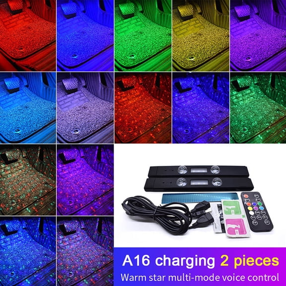 YUNAFFT Car Ambient Light, Gigicial USB Charging LED Atmosphere Light Colorful Stage Light 5V 3W Interior Car Night Lights Car Decorations Accessories