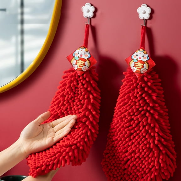 YUNAFFT Chenille Soft Hand Towel Home Super Absorbent Eco-Friendly Wipe Cloth with Hanging Loop Kitchen Bathroom Accessories Hand Towel for Kitchen