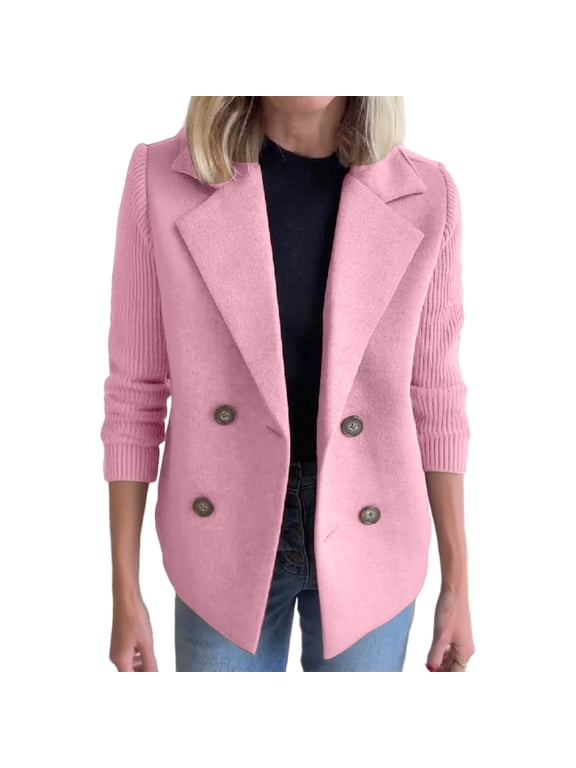 Classic Notched Collar Casual Blazer Lightweight Tailored Jacket for Women