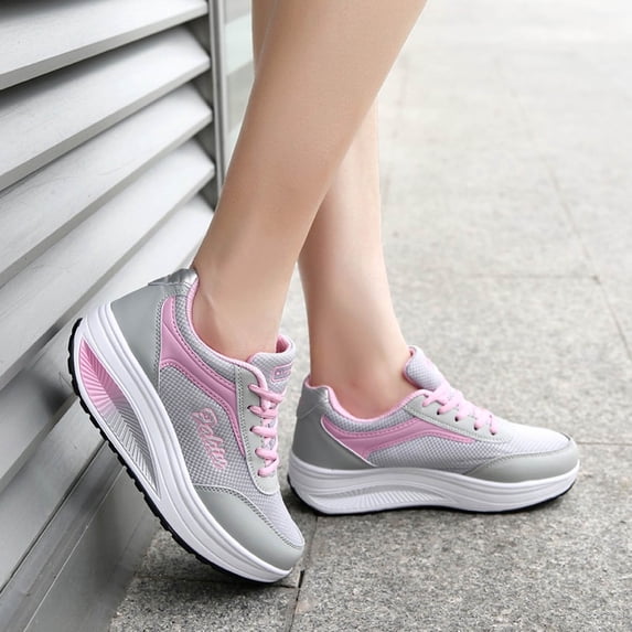 Babysbule Shoes Women, Shaking Shoes Mesh Increased Thick-soled Travel Running Sports Shoes Women