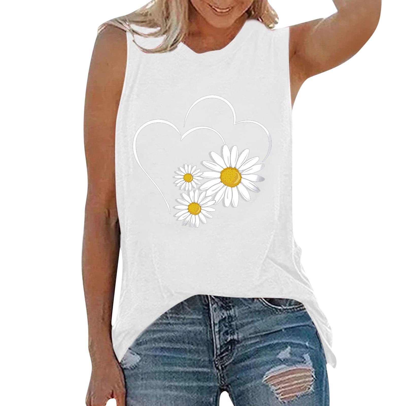 BLANCHES Women's Sunflower Graphic Tank Top - Flowy Casual Cami For Summer - View #2