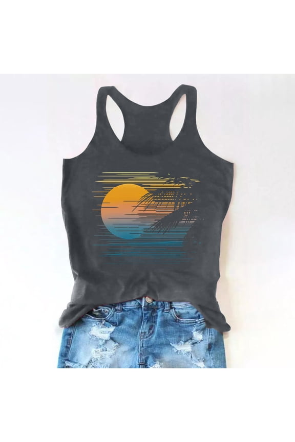 Womens Tops Plus Size Women's Drinking Tank Tops Adult Girls Summer Beach Funny Graphic Racerback Tanks Vest Sayings Blouse