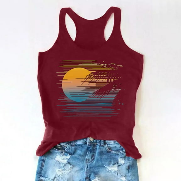 Babysbule Womens Tops Plus Size Women's Drinking Tank Tops Adult Girls Summer Beach Funny Graphic Racerback Tanks Vest Sayings Blouse