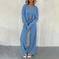 thumbnail image 1 of YUNAFFT Clearance Womens Tops, Womens Fall Track Suits 3 Piece Outfits Matching Sets Ribbed Knit Cardigan Cropped Tank Tops Wide Leg Pants Discount, 1 of 9
