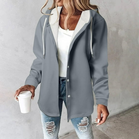 YUNAFFT Comfortable Lightweight Hooded Casual Jacket with Long Sleeves & Relaxed Fit for Women