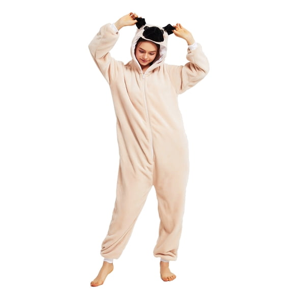 YUNAFFT Cozy Animal Print Hooded Onesie Pajamas with Long Sleeves for Women