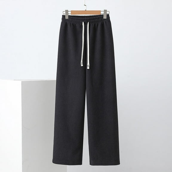 YUNAFFT Cozy Corduroy Relaxed Sleep Pants with Drawstring Waist and Pockets for Women