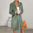 thumbnail image 1 of YUNAFFT Cozy Flannel Robe with Zip Front Long Sleeve Bathrobe for Women, 1 of 5