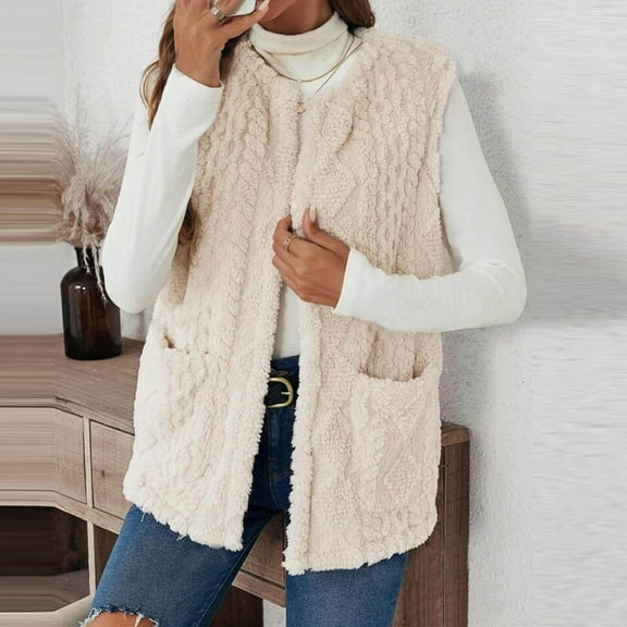 YUNAFFT Cozy Fleece Hooded Jacket with Pockets Long Sleeve Casual Outwear for Women